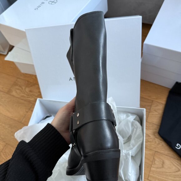 NWT Anine Bing Ryder Biker Boots Mid-Calf Shaft Metal Toe Cap Low Stack Heels 41 - Picture 8 of 9